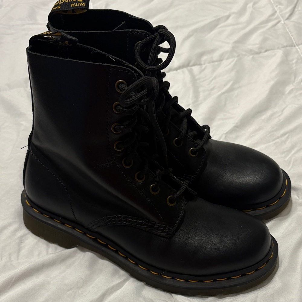 Dr Martens Black Leather Lace-Up Boots